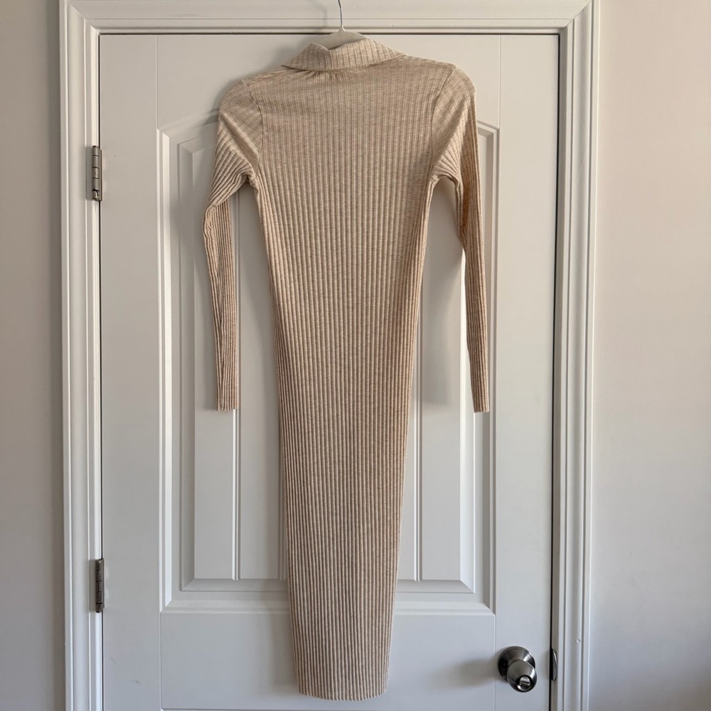 H&M Beige Ribbed Midi Dress - Picture 4 of 4